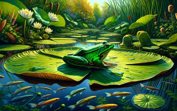 frog fish pond HD Desktop Wallpaper | Background Image