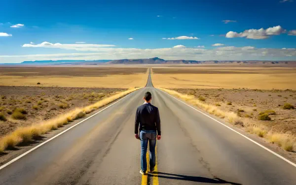 highway alone boy nature desert HD Desktop Wallpaper | Background Image