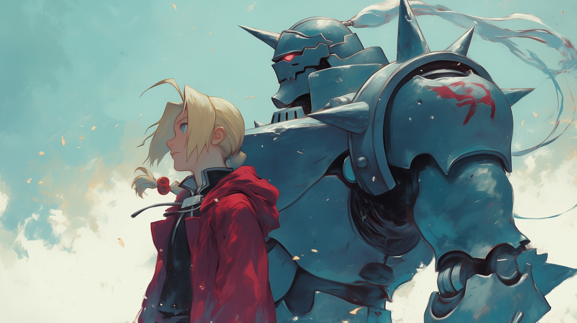 A stunning HD wallpaper featuring Edward and Alphonse Elric from Fullmetal Alchemist, showcasing their iconic designs against a beautifully illustrated backdrop.