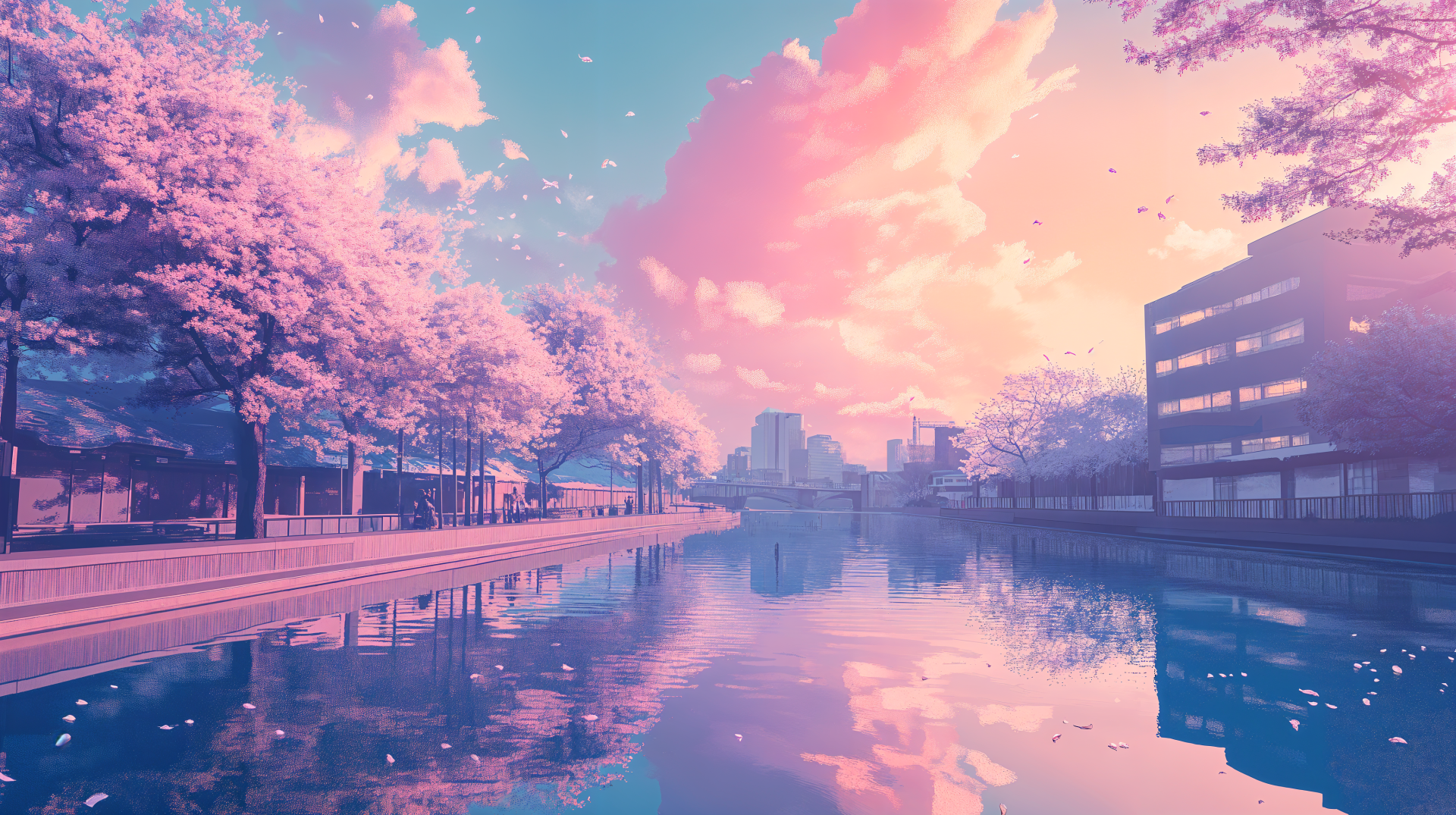 Pastel Dreams: Anime City Reflections in 4K Ultra HD Wallpaper by ...