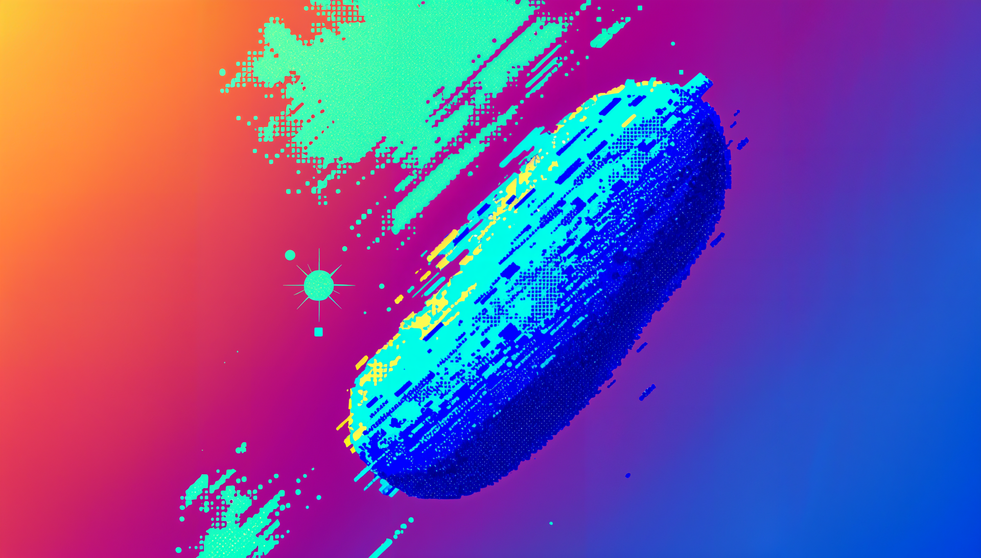 A vibrant 4K Ultra HD wallpaper featuring a stylized pickle against a gradient background of blue, orange, and green, creating a modern and eye-catching digital aesthetic.