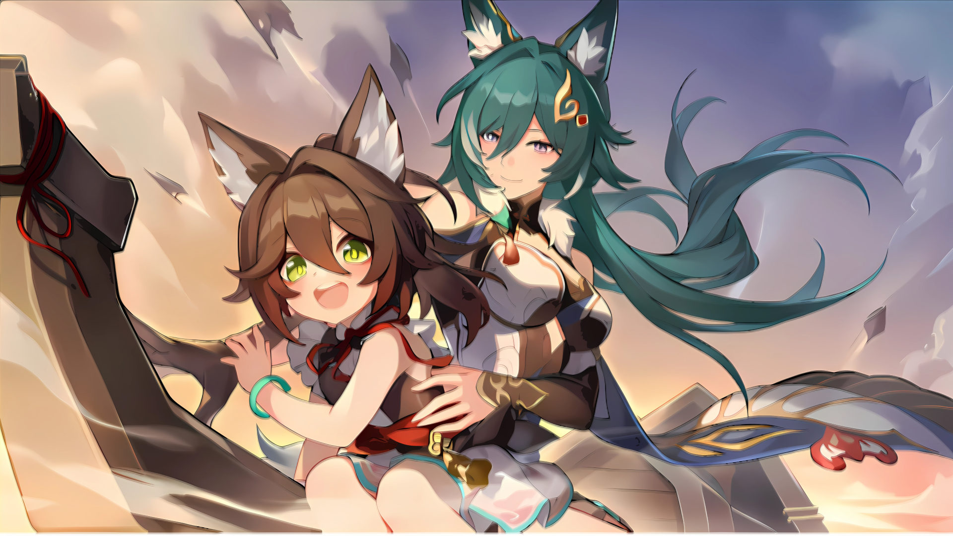 4K Ultra HD Honkai: Star Rail wallpaper featuring two anthropomorphic characters with fox-like ears against a dynamic sky background, designed for PC desktop display.