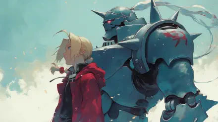 A stunning HD wallpaper featuring Edward and Alphonse Elric from Fullmetal Alchemist, showcasing their iconic designs against a beautifully illustrated backdrop.