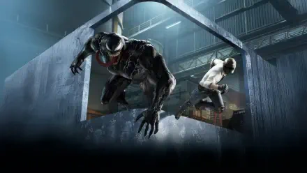 A dynamic 4K Ultra HD wallpaper featuring Venom from Venom: The Last Dance alongside a character from Playerunknown's Battlegrounds, set in an intense, action-packed scene.