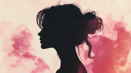 A feminine silhouette of a woman stands against a vibrant, cloudy background, creating a striking 4K Ultra HD desktop wallpaper and background.