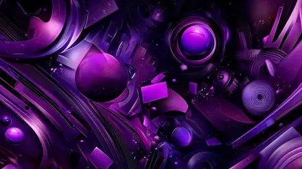 Abstract purple shapes and forms create a mesmerizing composition in this 4K Ultra HD desktop wallpaper, rich in depth and dynamic textures.