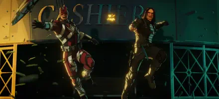 Dynamic HD wallpaper featuring characters inspired by the TV show What If.... in action poses, set against a neon backdrop with a cash register theme.