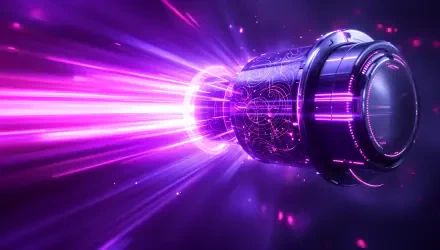 A vibrant depiction of a futuristic death ray, emitting intense purple energy beams. This striking image serves as a 4K Ultra HD wallpaper and background for a dynamic digital aesthetic.