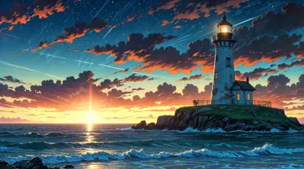  anime beach sunset 4k wallpaper