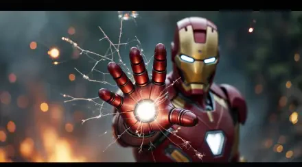 HD PC desktop wallpaper featuring Iron Man from Iron Man 2 and Iron Man 3, showcasing the superhero in his iconic armored suit with a glowing repulsor blast.