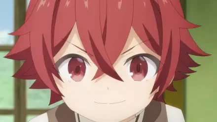 A vibrant HD desktop wallpaper featuring a character from the anime Magic Maker: Isekai Mahou no Tsukurikata, showcasing a confident expression and striking red hair.