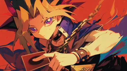Anime-inspired HD wallpaper featuring Yami Yugi from Yu-Gi-Oh!, showcasing his signature look with vibrant colors and dramatic pose, perfect for fans of the series.