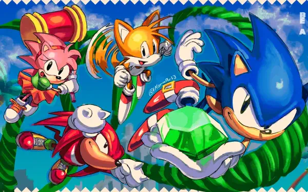 Sonic the Hedgehog Sonic Superstars Knuckles the Echidna Amy Rose HD Desktop Wallpaper | Background Image
