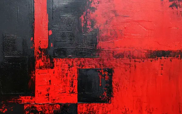 Abstract composition featuring bold red and black colors, creating a striking visual contrast. This artwork serves as a 4K Ultra HD desktop wallpaper and background.
