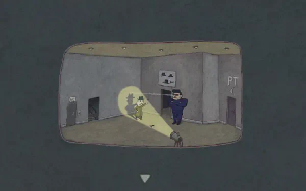 A stylized HD PC desktop wallpaper depicting a gameplay scene from a video game titled Follow the Meaning. A character is illuminated by a spotlight in a minimalist room.