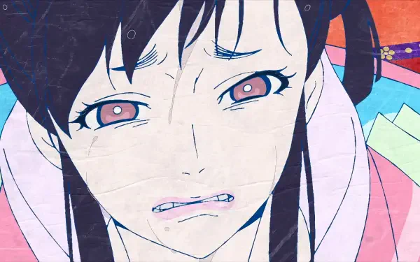 Close-up of a distressed character from the movie Mononoke The Movie: Phantom In The Rain, featured as an HD PC desktop wallpaper and background.