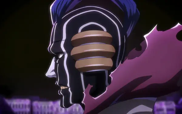 Close-up of Mayuri Kurotsuchi from Bleach: Thousand-Year Blood War, showcasing his unique design. This 4K Ultra HD wallpaper captures the character's eerie expression and intricate details.
