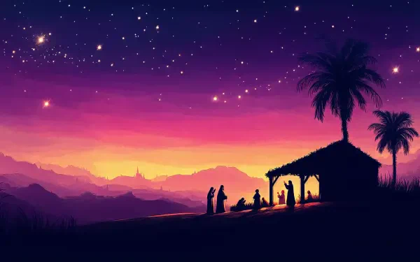religious nativity scene nativity silhouette HD Desktop Wallpaper | Background Image