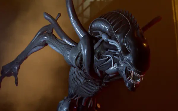 A detailed HD wallpaper featuring an alien from the video game Alien: Rogue Incursion, showcasing its menacing design against a dark, atmospheric background.