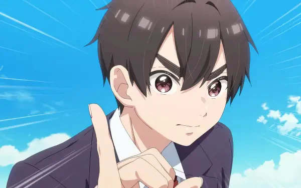 A vibrant HD anime wallpaper featuring a character from The 100 Girlfriends Who Really Really Really Really Really Love You, showcasing an energetic expression against a bright blue sky.