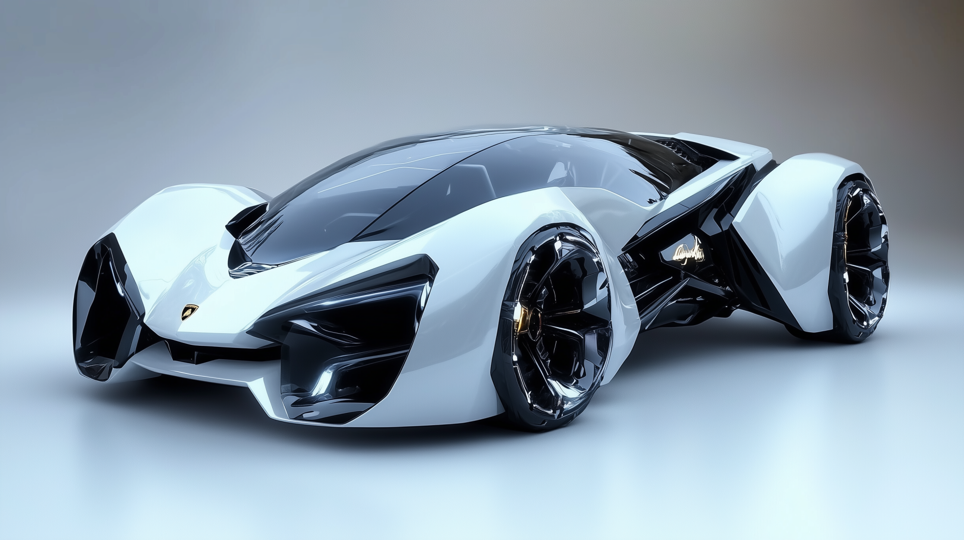 Sleek white Lamborghini concept car with futuristic design and black accents, showcased as an HD PC desktop wallpaper and background.