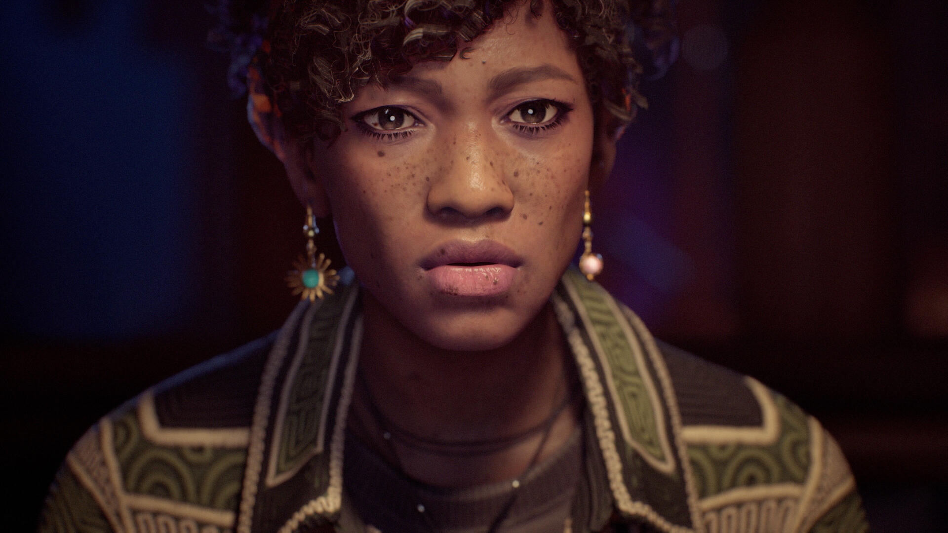 A close-up of a character from the video game Lost Records: Bloom & Rage, showcasing detailed facial features and expression in a 4K Ultra HD backdrop.