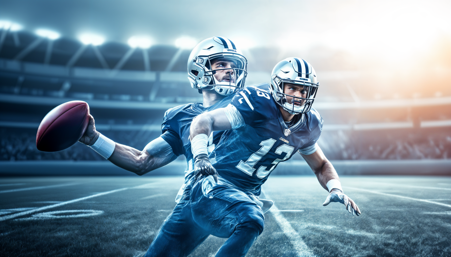 A dynamic 4K Ultra HD wallpaper featuring a quarterback in action, showcasing skill and athleticism on a vibrant stadium backdrop.