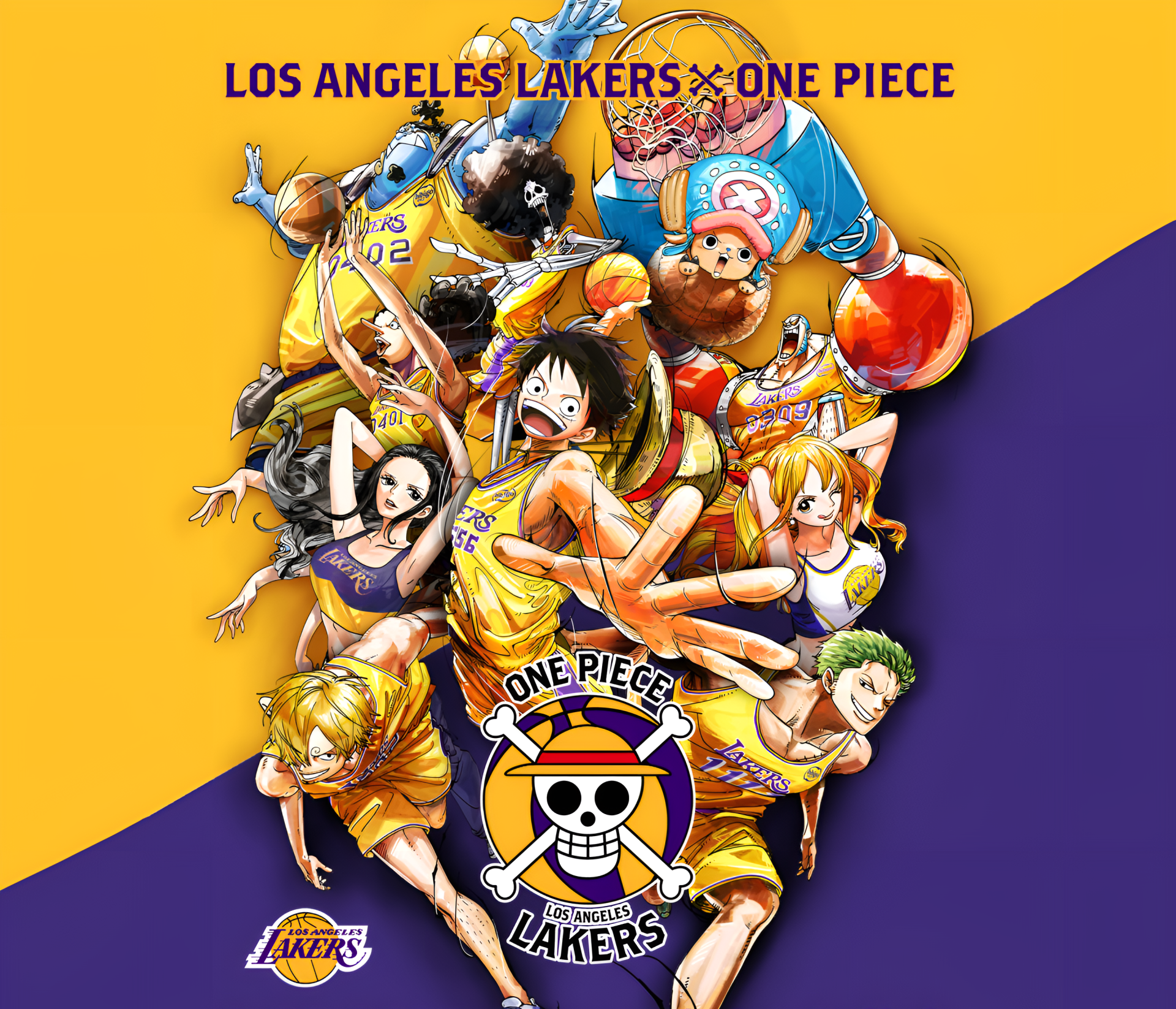 Download Anime One Piece Los Angeles Lakers HD Wallpaper