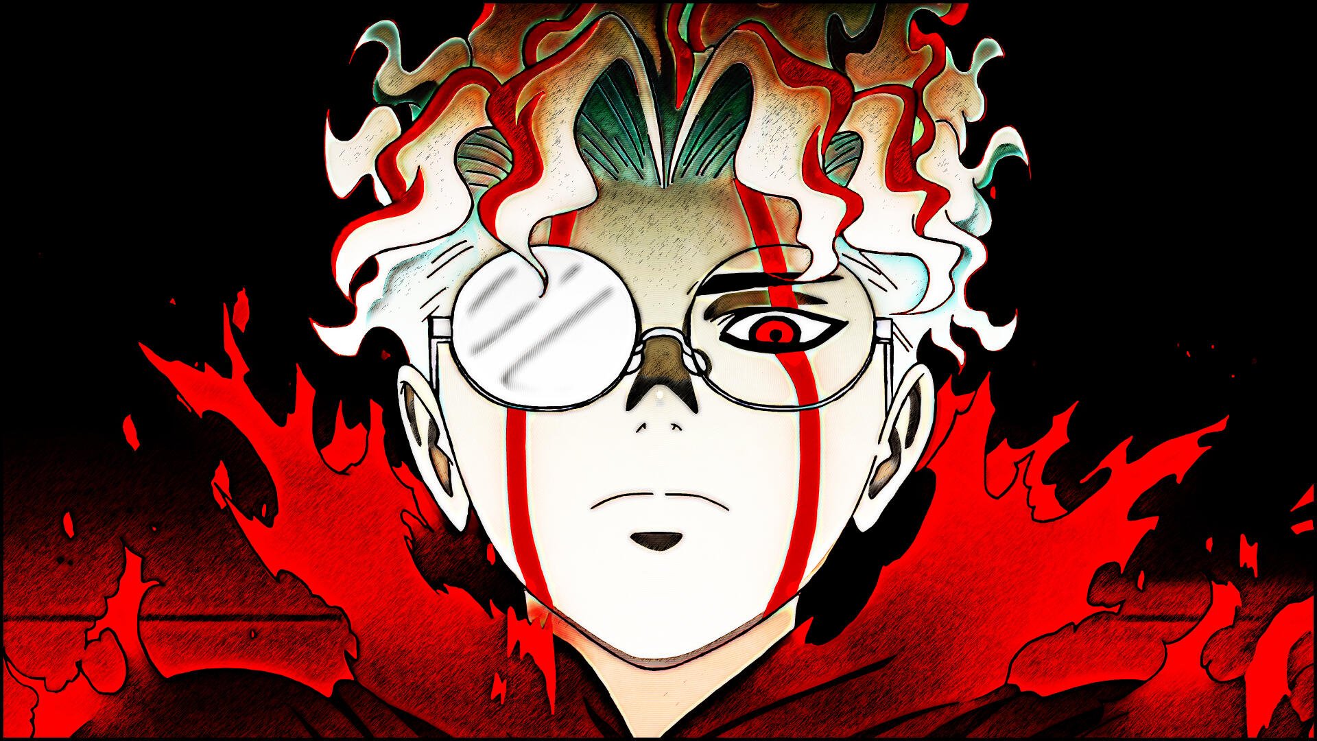 A striking 4K Ultra HD anime wallpaper featuring a character from Dandadan, characterized by vivid red accents and unique hair, set against a dark background.