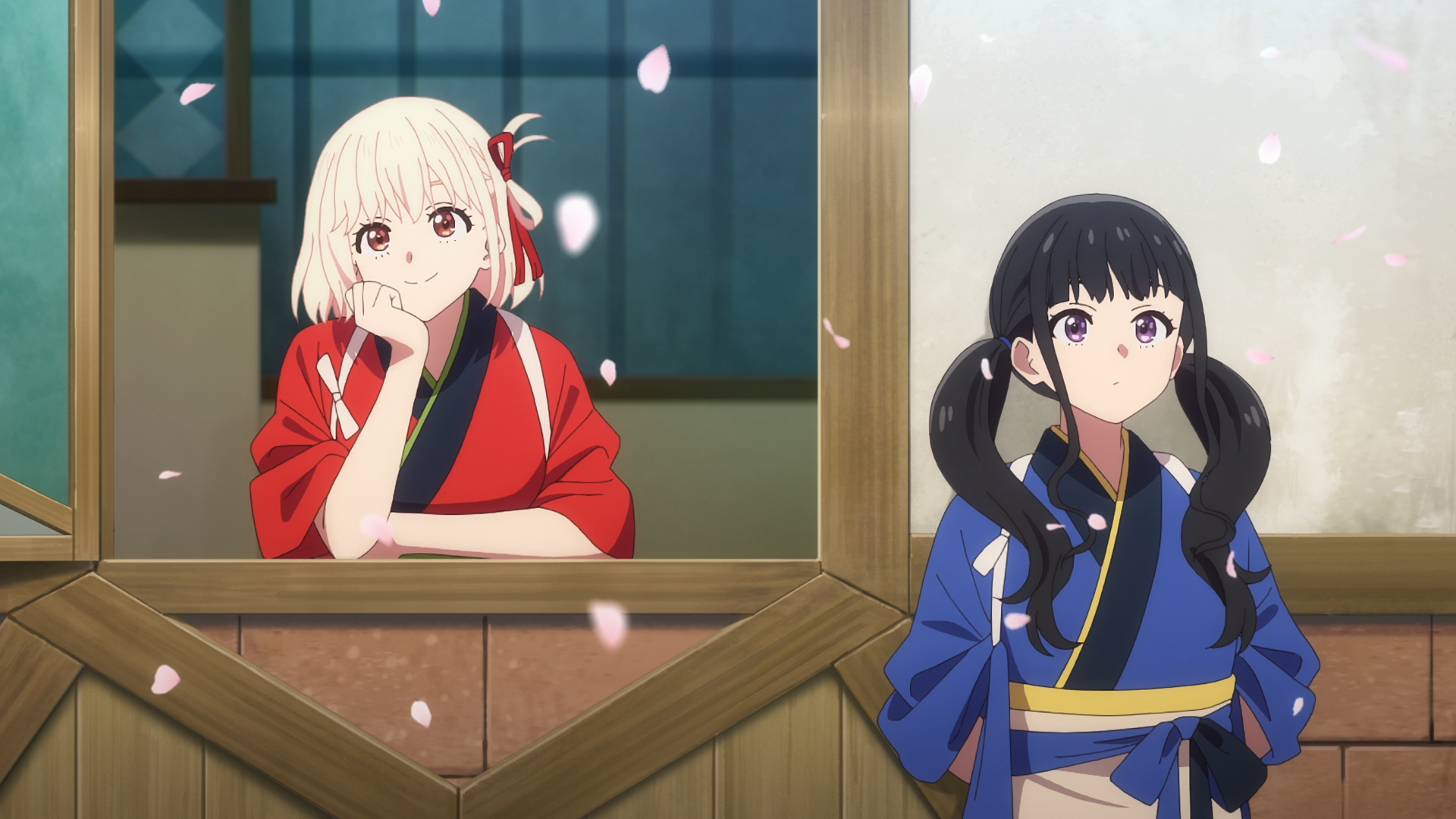 Download Anime Lycoris Recoil Lycoris Recoil -Friends Are Thieves Of Time.- Takina Inoue Chisato Nishikigi HD Wallpaper