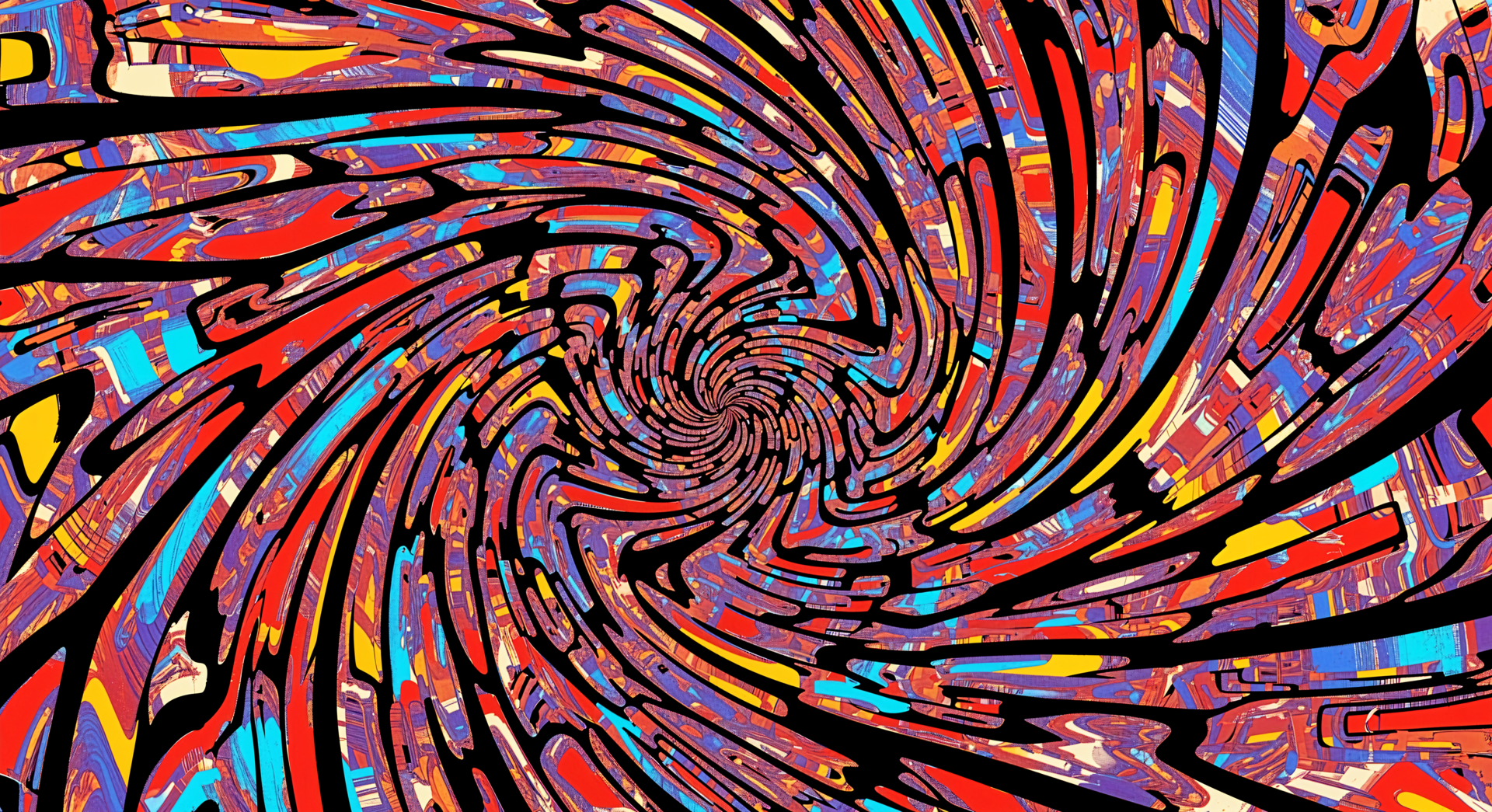 A vibrant, swirling abstract pattern in vivid colors representing a headache, designed as a 4K Ultra HD PC desktop wallpaper and background.