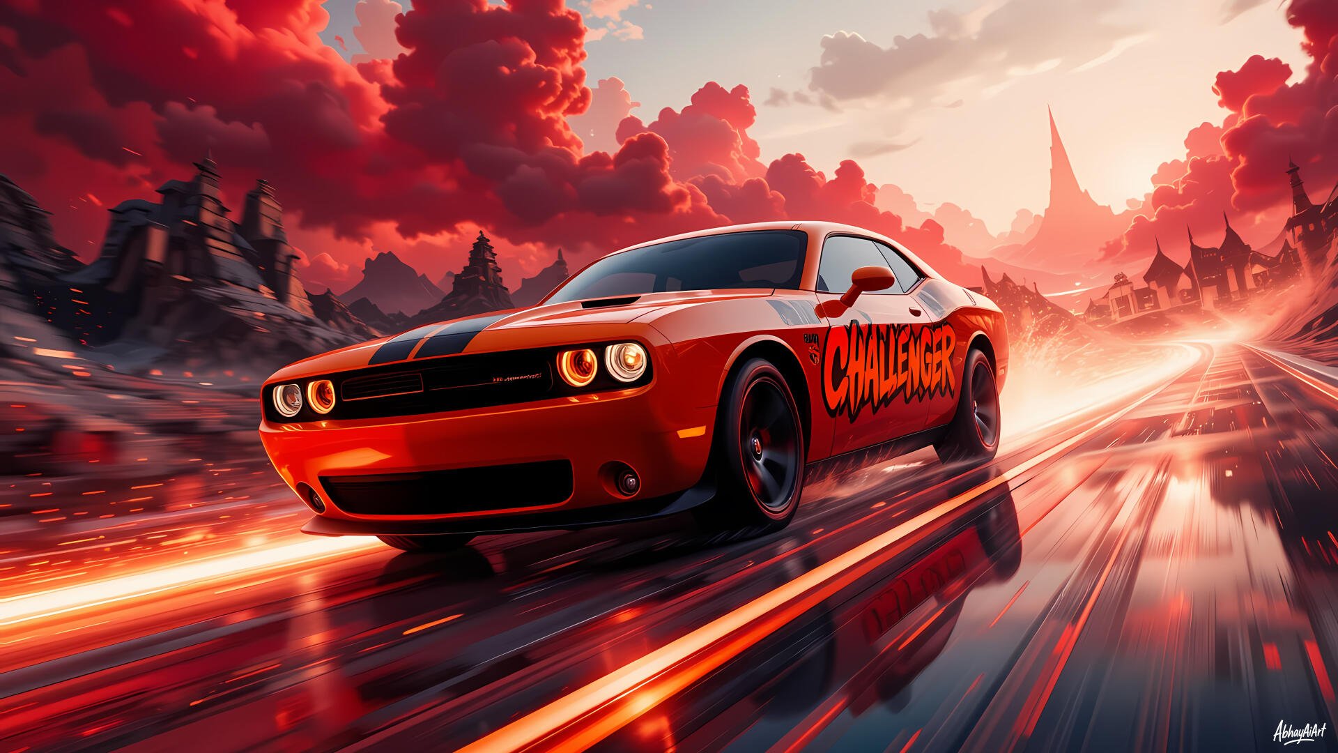 Challenger Car by AbhayAiArt