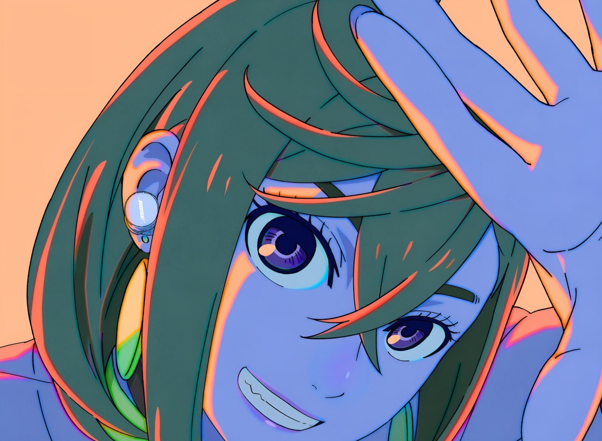HD anime desktop wallpaper featuring Momo Ayase from Dandadan with vibrant colors and dynamic close-up expression.