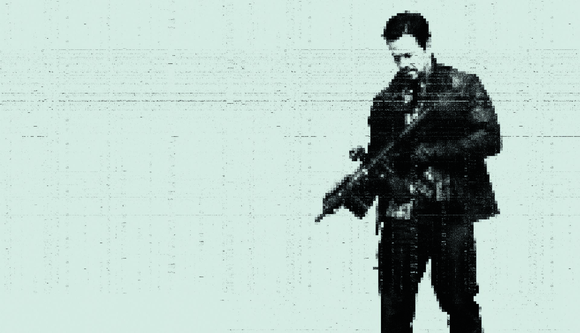 Mile 22 8K Ultra HD PC desktop wallpaper — gritty high-contrast image of a solitary man holding a rifle against a pale, textured backdrop.