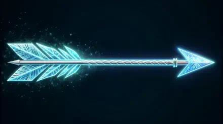 A glowing blue arrow with intricate feather details, set against a dark background, serves as a striking 4K Ultra HD PC desktop wallpaper and background.