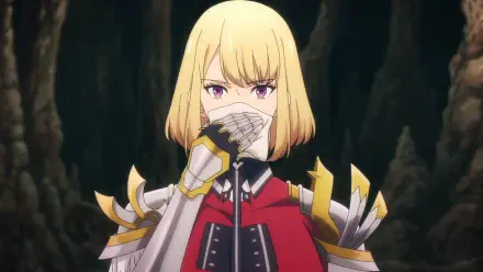 HD PC desktop wallpaper featuring Cha Hae-in from the anime Solo Leveling, depicted in detailed armor with a focused expression in a dark, cave-like background.