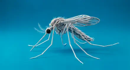 A stylized depiction of a mosquito, intricately designed with thin lines, set against a vibrant blue background. This image serves as a stunning 4K Ultra HD PC desktop wallpaper.