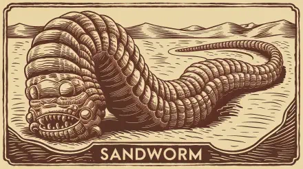 A detailed illustration of a sandworm, featuring intricate textures and shading, serves as a striking 4K Ultra HD desktop wallpaper and background.