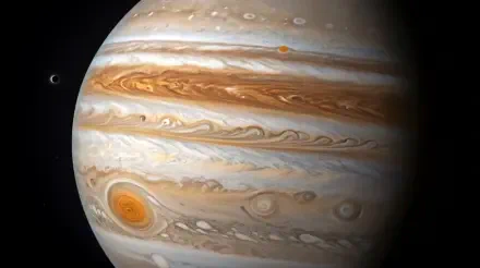 4K Ultra HD desktop wallpaper showing Jupiter, the gas giant planet, with its distinctive bands and the Great Red Spot, set against the backdrop of space.