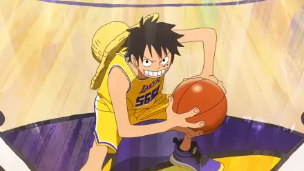 Anime One Piece Monkey D. Luffy basketball Los Angeles Lakers HD Desktop Wallpaper | Background Image