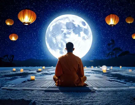 meditation calm moon night scene Stars HD Desktop Wallpaper | Background Image