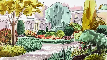 A vibrant botanical garden with lush plants, colorful flowers, and diverse greenery forming a serene landscape, captured in 4K Ultra HD quality for a PC desktop background.