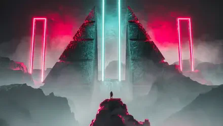 Digital artwork Sci Fi landscape pyramid HD Desktop Wallpaper | Background Image