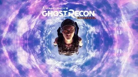A 4K Ultra HD wallpaper featuring Tom Clancy’s Ghost Recon Wildlands, showcasing a character in a dramatic, swirling background of vibrant colors.