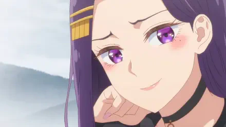 HD anime desktop wallpaper featuring Sayuri Akino from Hokkaido Gals Are Super Adorable!, showcasing her purple eyes and serene expression.