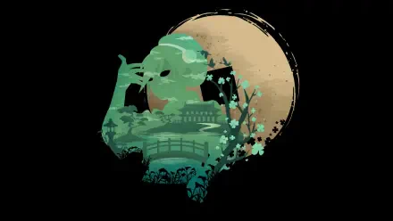 Minimalist anime-style 4K Ultra HD wallpaper featuring Toph Beifong from Avatar: The Last Airbender, blending natural and architectural elements within her silhouette.