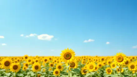 A vibrant sunflower field under a clear blue sky, captured in stunning 4K Ultra HD resolution for a crisp PC desktop wallpaper and background.