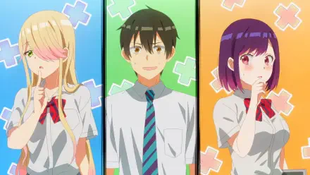 HD PC desktop wallpaper featuring Satsuki Tachibana, Naoto Watari, and Yukari Ishihara from the anime Watari-kun's ****** Is about to Collapse.