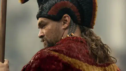 HD PC desktop wallpaper featuring a close-up of the Chief of War character from the TV show, showcasing detailed costume and intense expression.