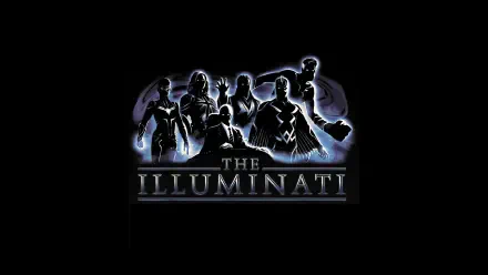 Dark 4K Ultra HD PC desktop wallpaper from Doctor Strange in the Multiverse of Madness, featuring a glowing silhouetted Illuminati line-up against a black backdrop with The Illuminati title.